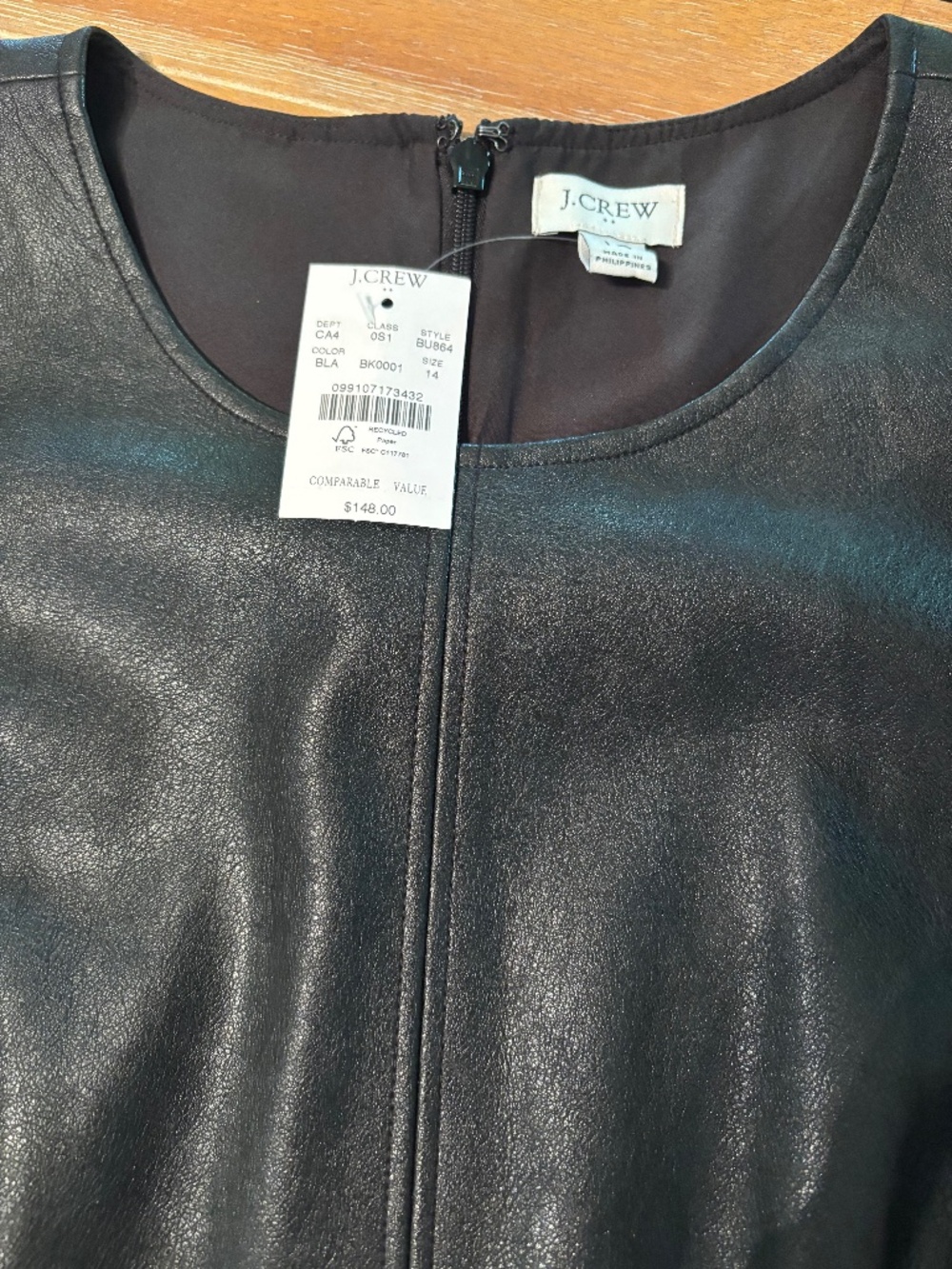 Black Faux Leather Sleeveless Dress